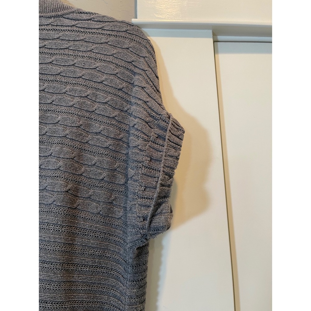 Lane Bryant Gray Cotton Cable Knit Open Front Short Sleeve Cardigan Sweater 18 - Picture 13 of 16